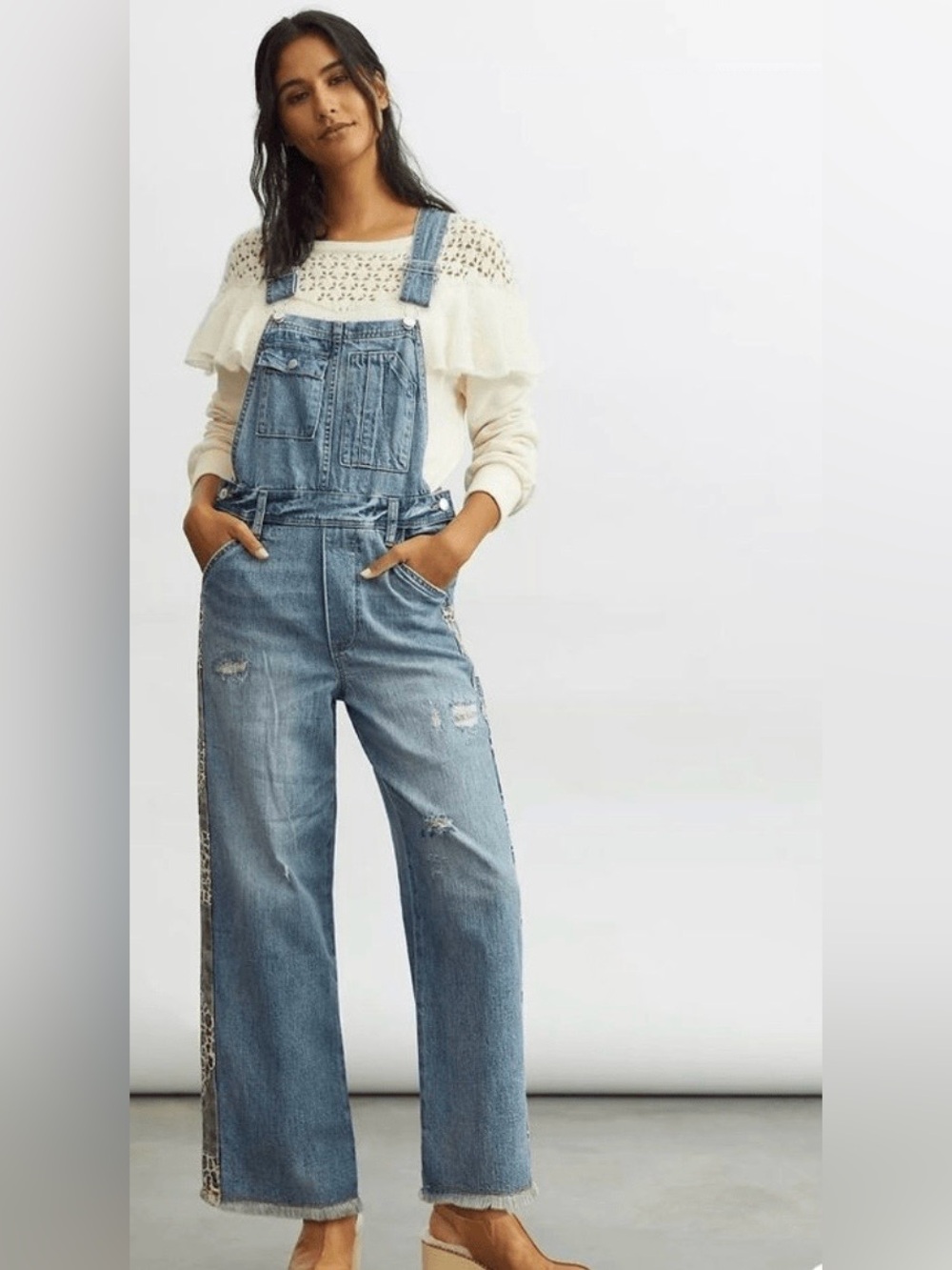 Anthropologie Pilcro Lex distressed denim overalls size 31 EUC